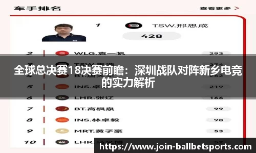 全球总决赛18决赛前瞻：深圳战队对阵新乡电竞的实力解析